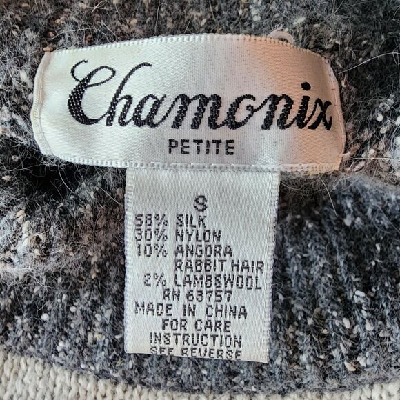 Vintage Chamonix Petite Womens PS Sweater Silk Angora Lambswool Relaxed Fit Gray - Picture 6 of 8